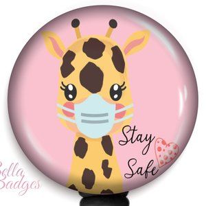 Stay Safe Virus Awareness Giraffe Badge Reel